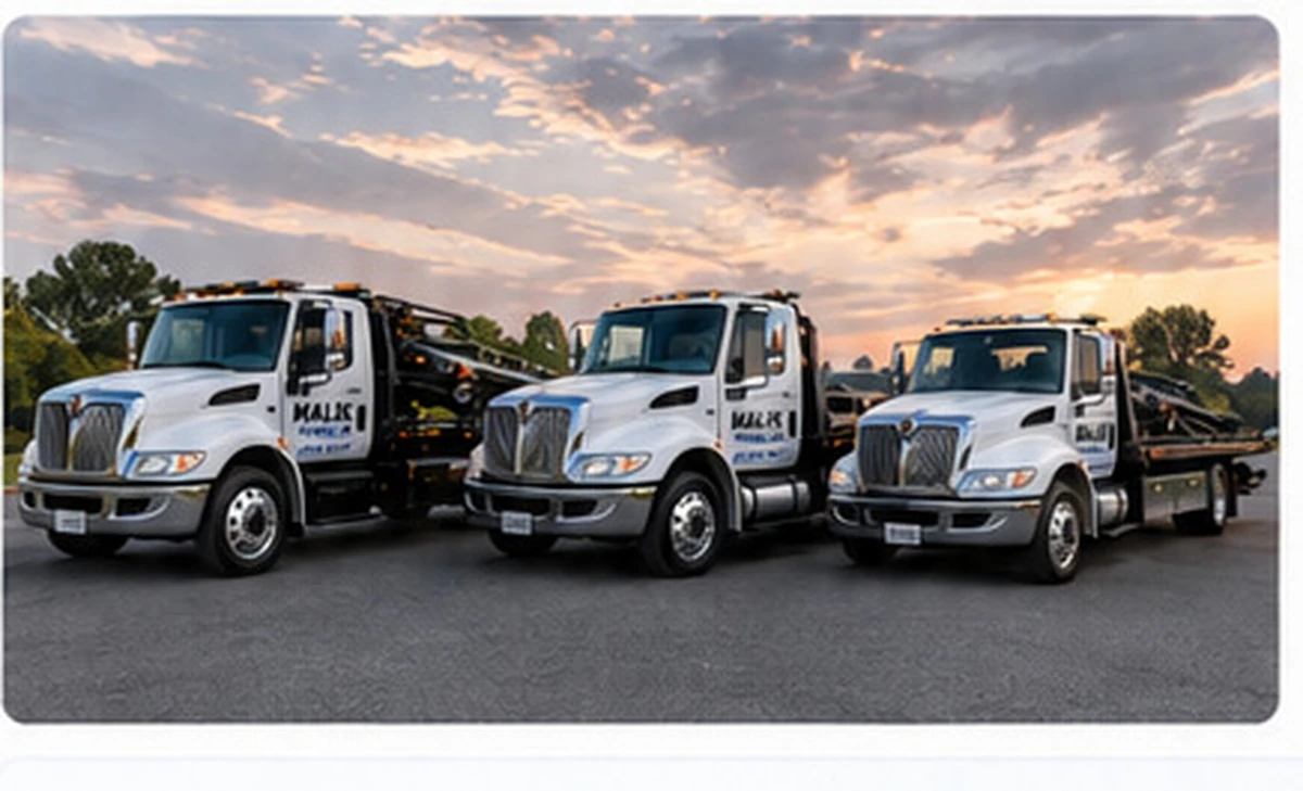 Malik Towing branded tow truck fleet