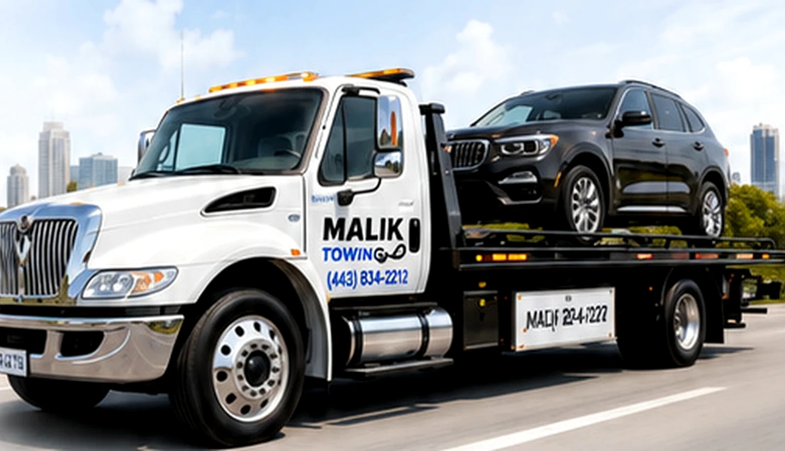 Malik Towing truck for the Baltimore 21225 Maryland location